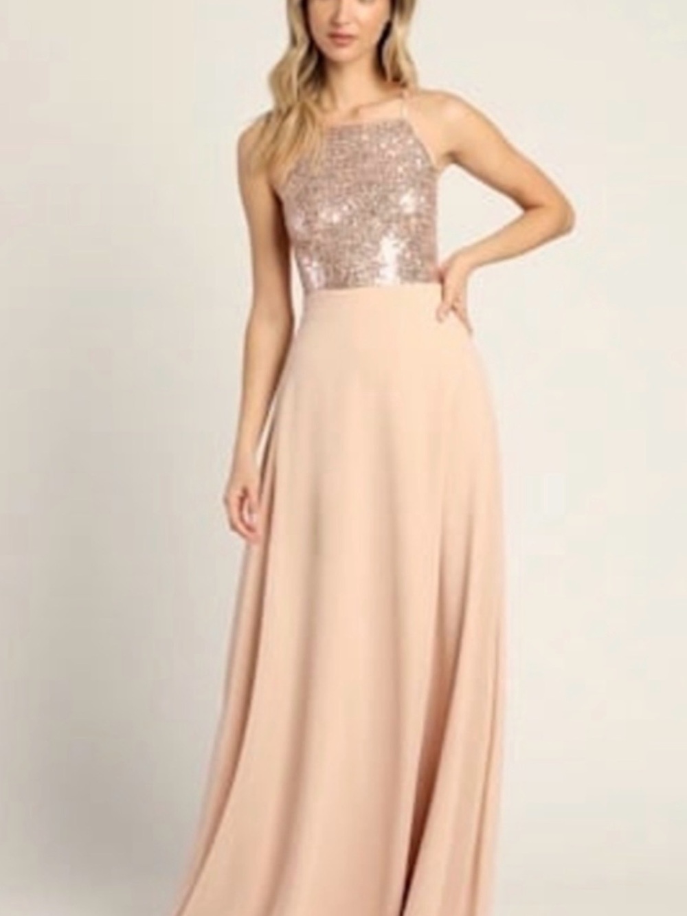 Lulu's Blush Sequin Bodice Maxi Dress
